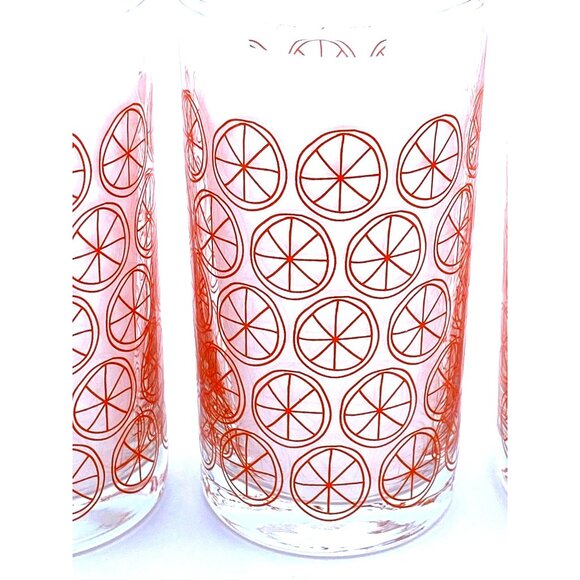 Libbey Orange Slices Juice Glasses Vintage Set 2 Retro 1970s Farmhouse Kitchen - Picture 1 of 3